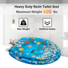 Load image into Gallery viewer, Resin Toilet Seat Blue Fish Seashells Cover Acrylic Seats Ocean Series
