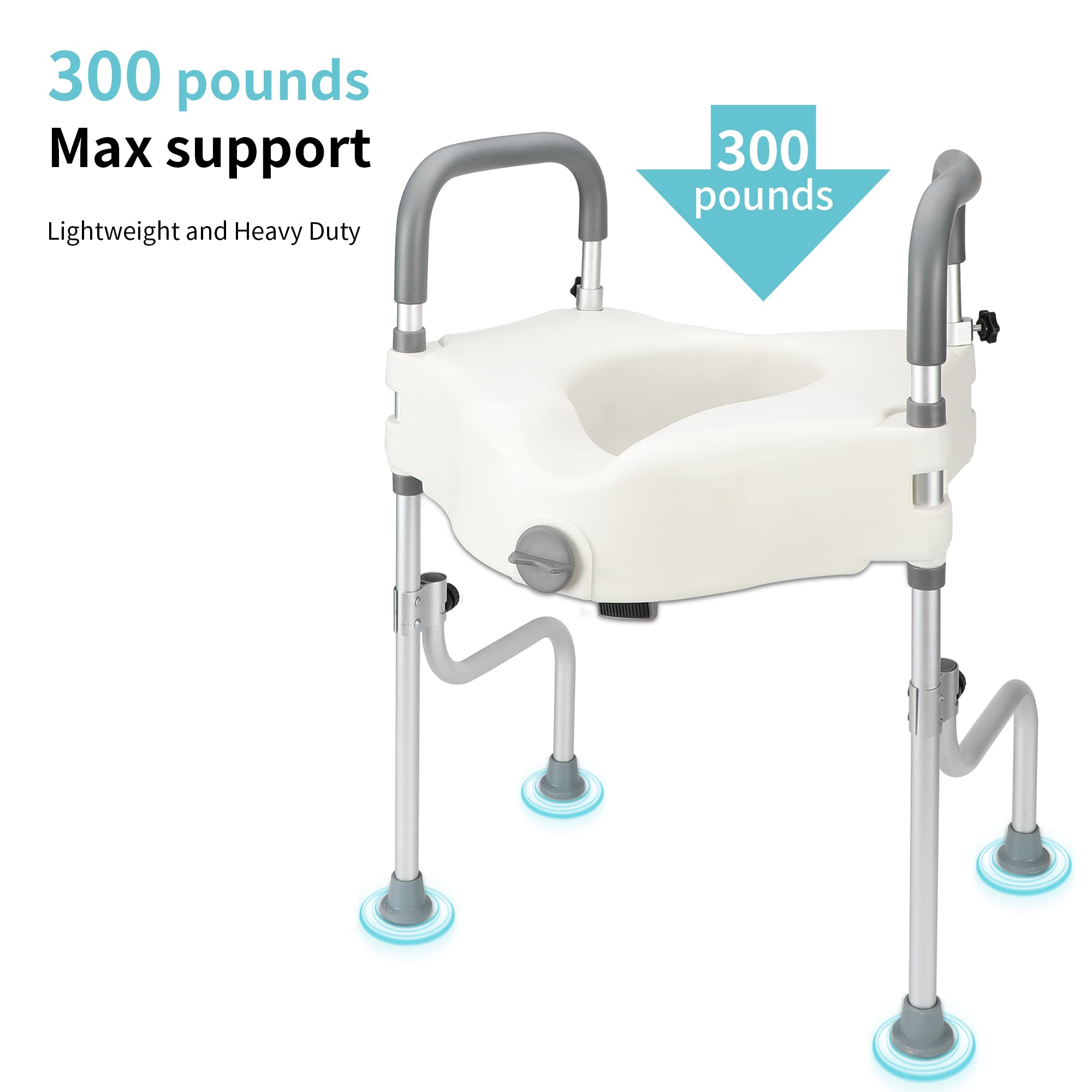 Vive Toilet Seat Risers for Seniors (Raised with Handles) Grab Bar Seat for  Seniors - Options for Elongated & Standard Bowls - Elderly Handicap